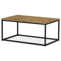 Konferenční stolek 100x60x45 cm, deska MDF dekor divoký dub, černý kov AHG-267 OAK